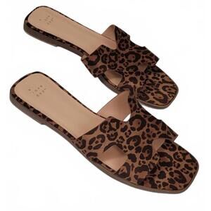 a new day Women's Leopard Print Easy On Off Cheetah Sandals Shoes Size 9.5